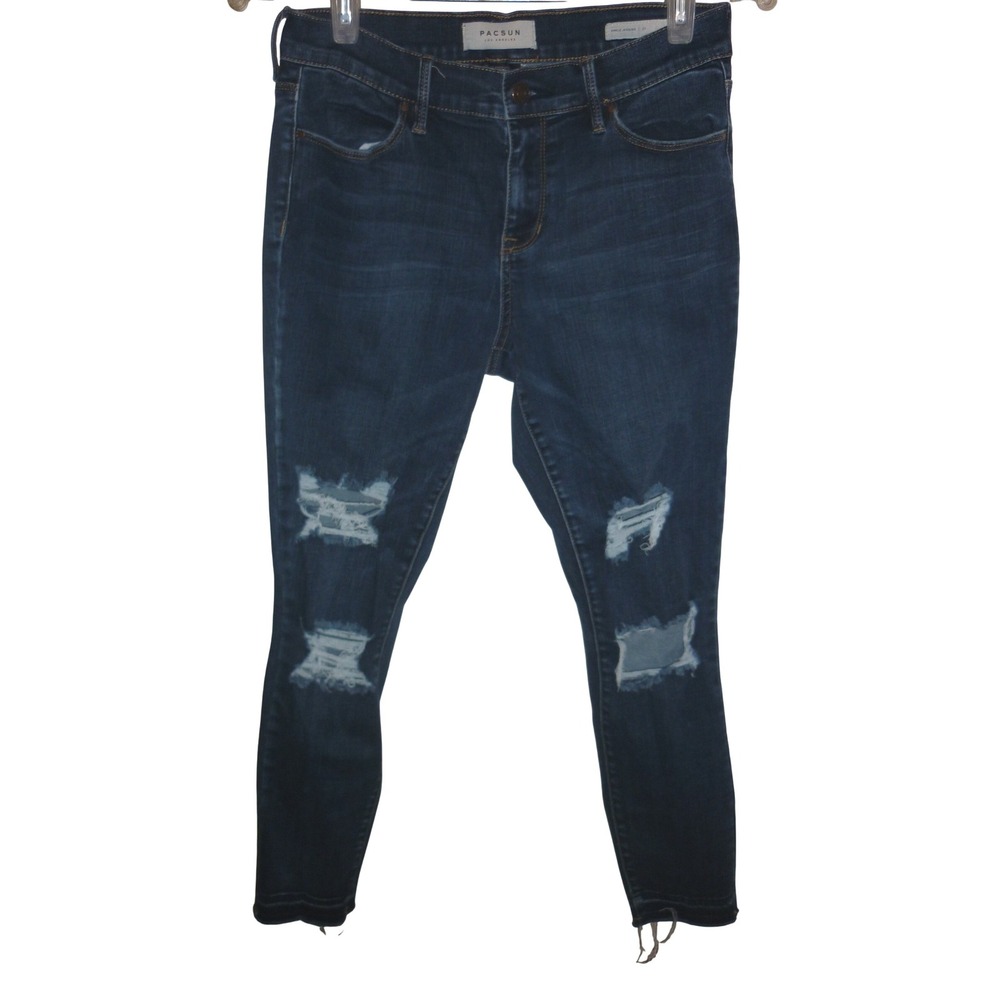 PacSun Ankle Jegging Women 27 Dark Wash Distressed Ripped Stretch Jeans